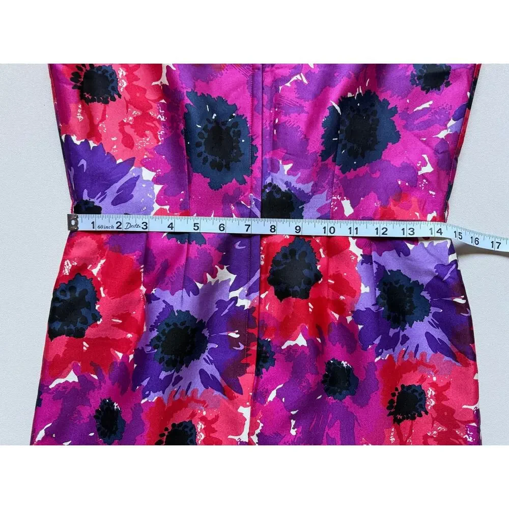 Kate Spade Women's Pink Purple Floral Print Cotton Silk Cap Sleeve Dress Size 2